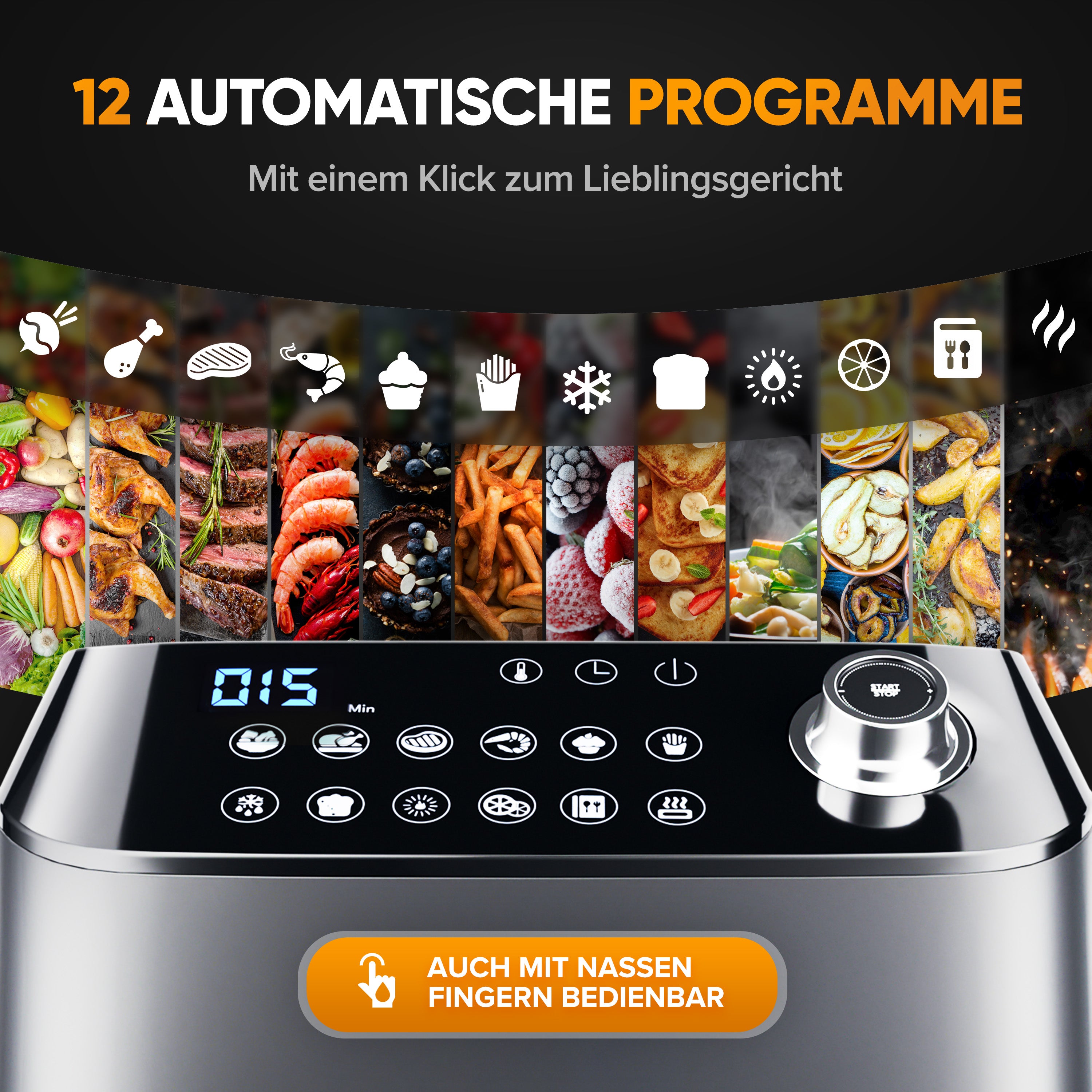 Dripl Heteluchtfriteuse 5,7L met LCD Touchscreen