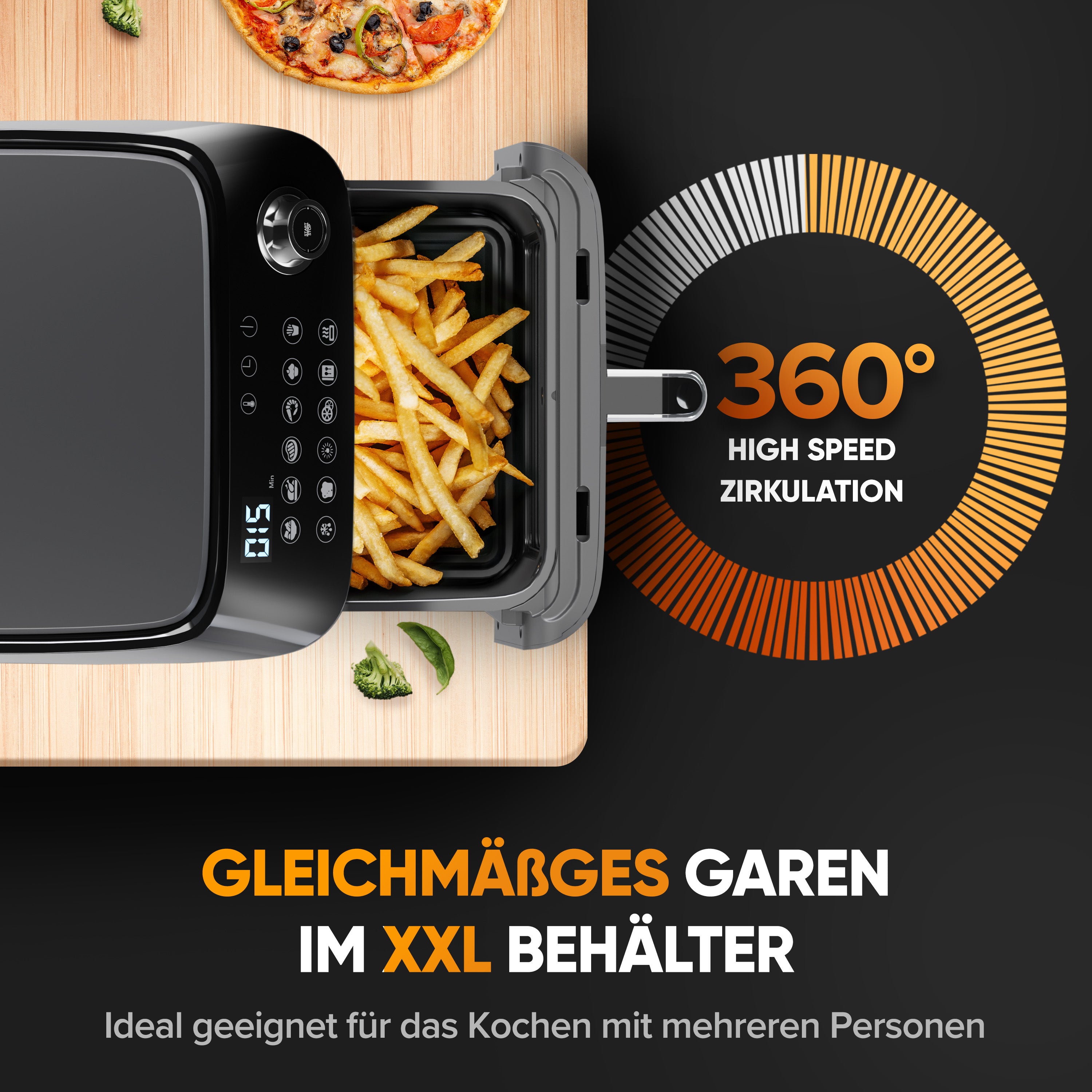 Dripl Heteluchtfriteuse 5,7L met LCD Touchscreen